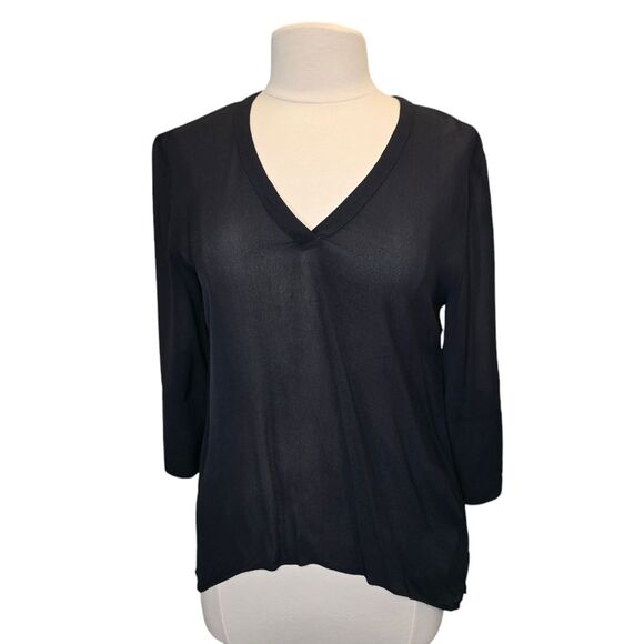 Zara Woman M Sheer Long Sleeve High Lo Tunic Black - Picture 11 of 15